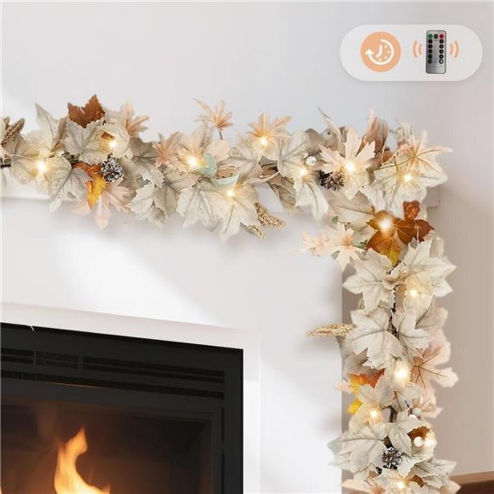 Autumn Leaf Garland 6Ft with LED Lights Maple